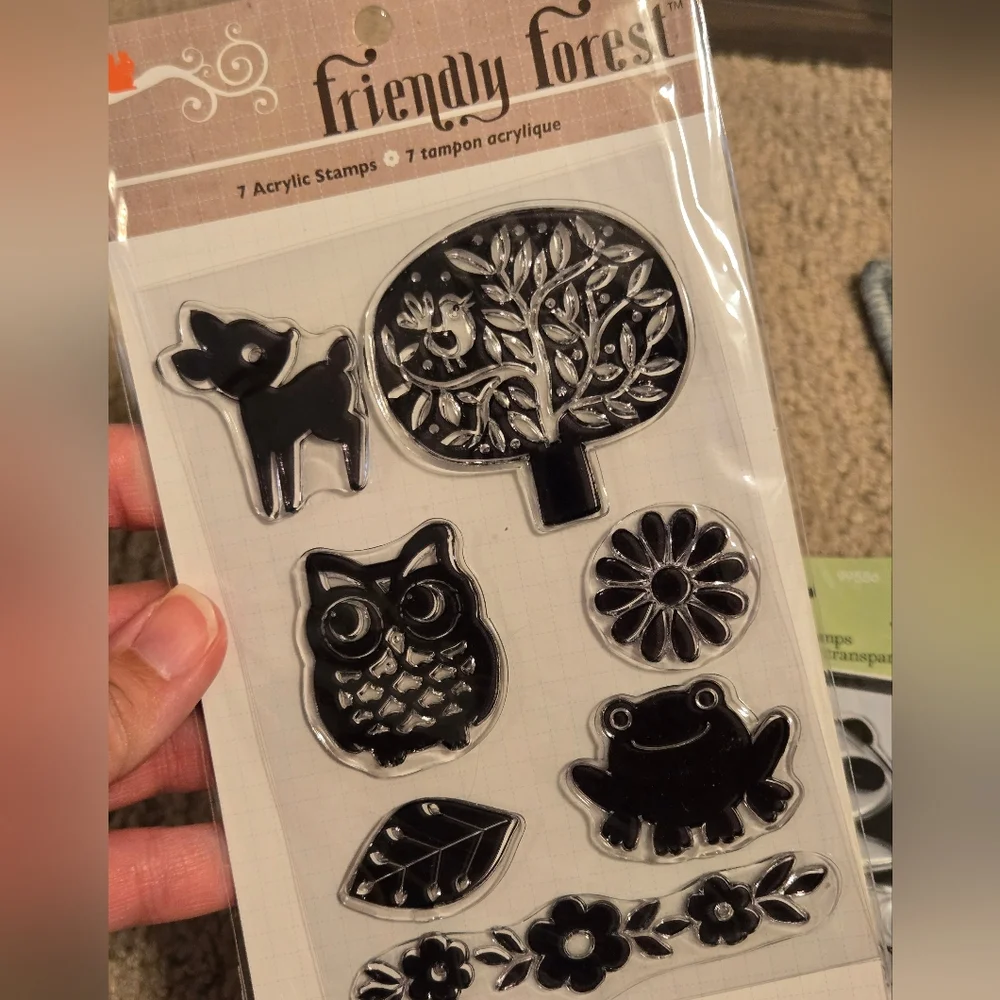 Assorted Clear Acrylic Stamps Bundle Asian Characters Nature Splat Design
